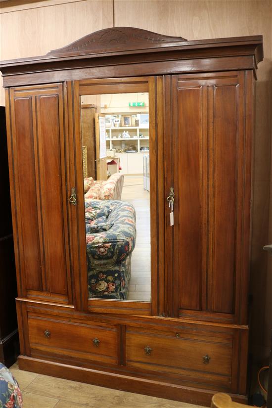 An Edwardian walnut wardrobe, H.210cm
